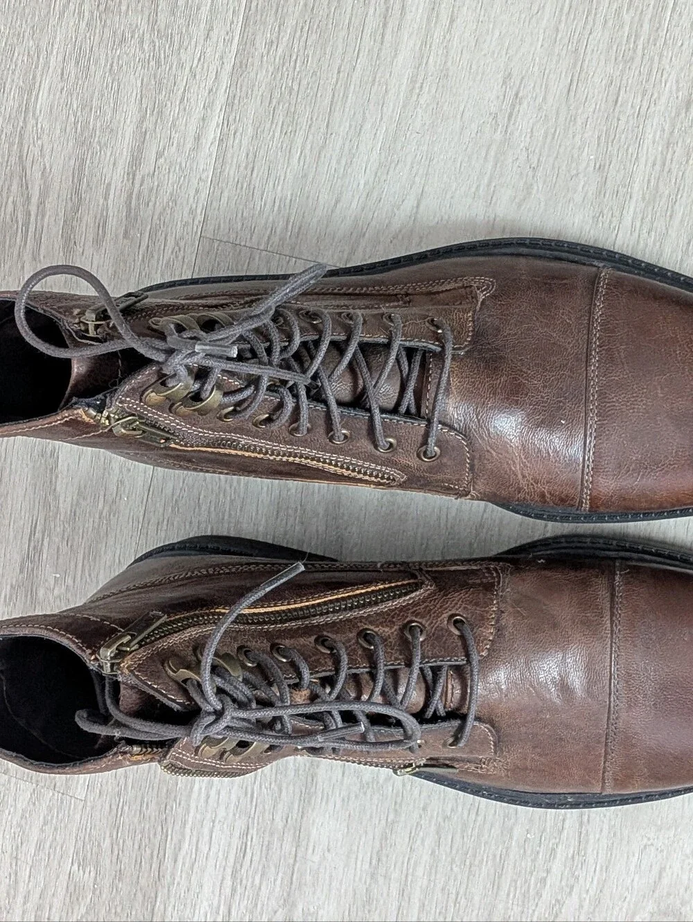 Steve Madden P-Gabe Mens Brown Leather Lace Up Casual Dress Boot Size 10